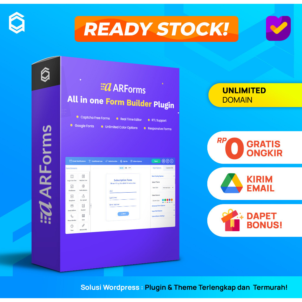 Jual ARForms WordPress Form Builder Plugin Lifetime Unlimited Domain ...
