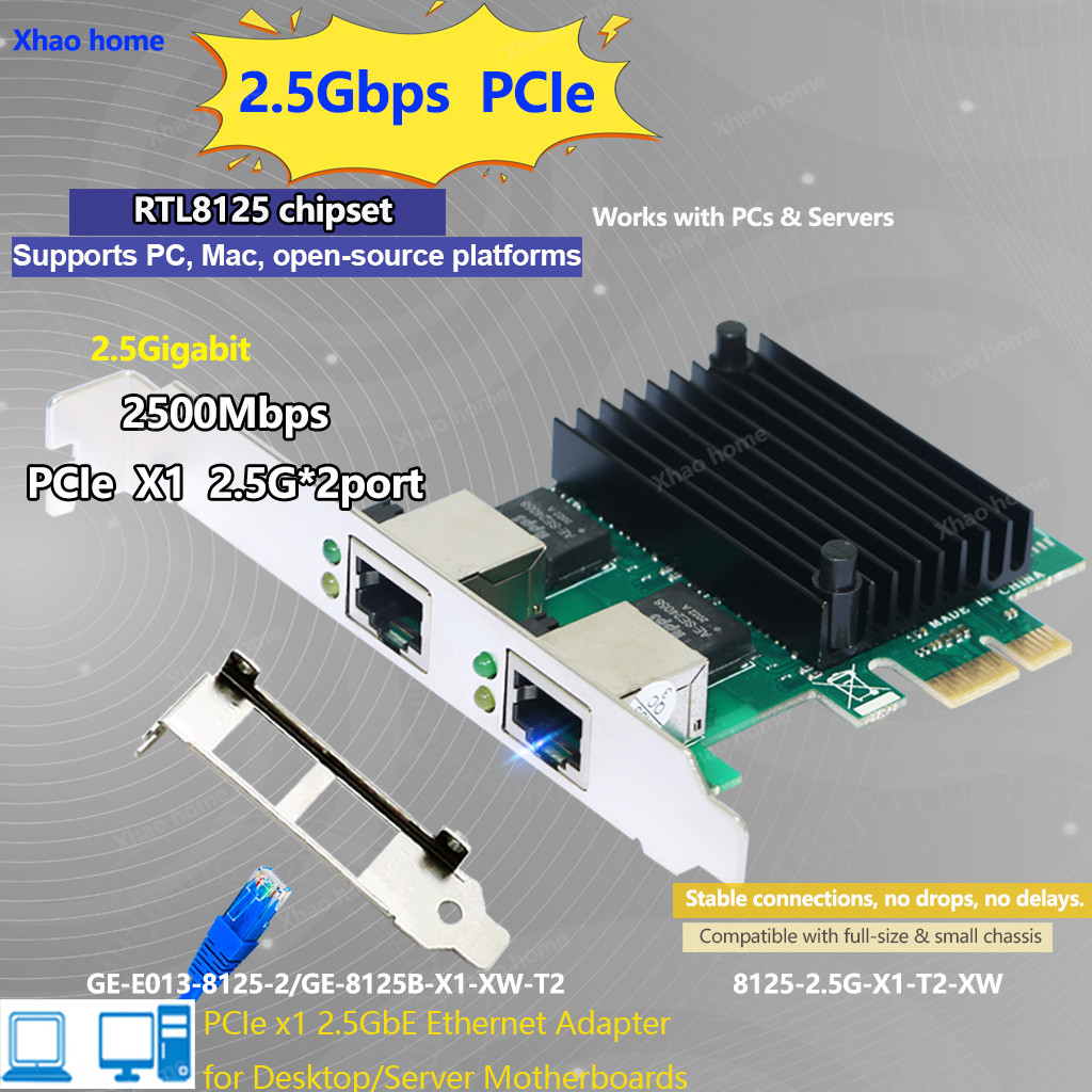 Jual For Realtek Rtl8125 Dual Port 2.5G Gigabit Ethernet Rj45 Network ...