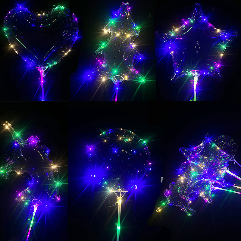 Jual LED Light Up BoBo Balloons Flashing LED String Lights Heart Star ...