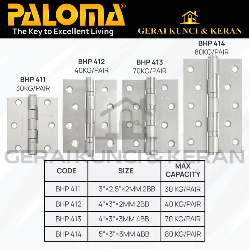 Jual PALOMA Engsel Pintu Jendela Hinge Kupu Butt Plat Kayu Aluminium ...