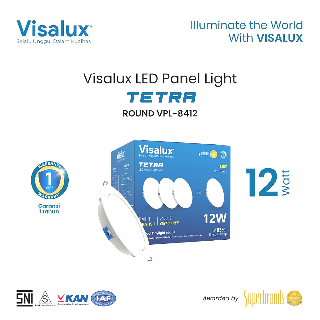 Jual Visalux Tetra LED Panel Light Lampu Plafon Rumah Downlight 12w ...