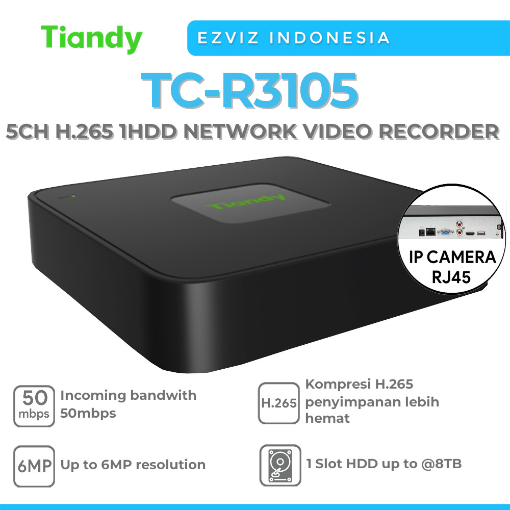 Jual TIANDY TC-R3105 NVR NON POE 5CH UP TO 6MP GARANSI RESMI | Shopee ...