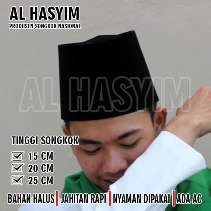 Jual Songkok Tinggi, peci tinggi Hitam 15 cm/20 cm/25 cm Berkualitas ...