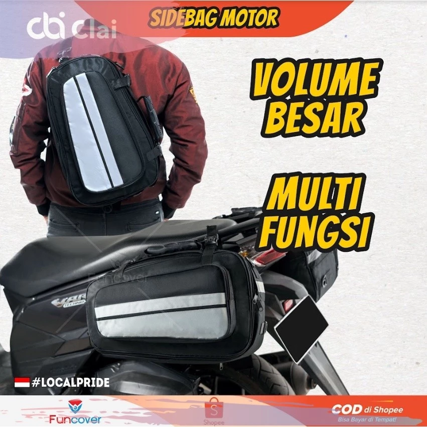 CLAI Sidebag motor Side Bag Oval Tas Samping Motor Waterproof Funcover