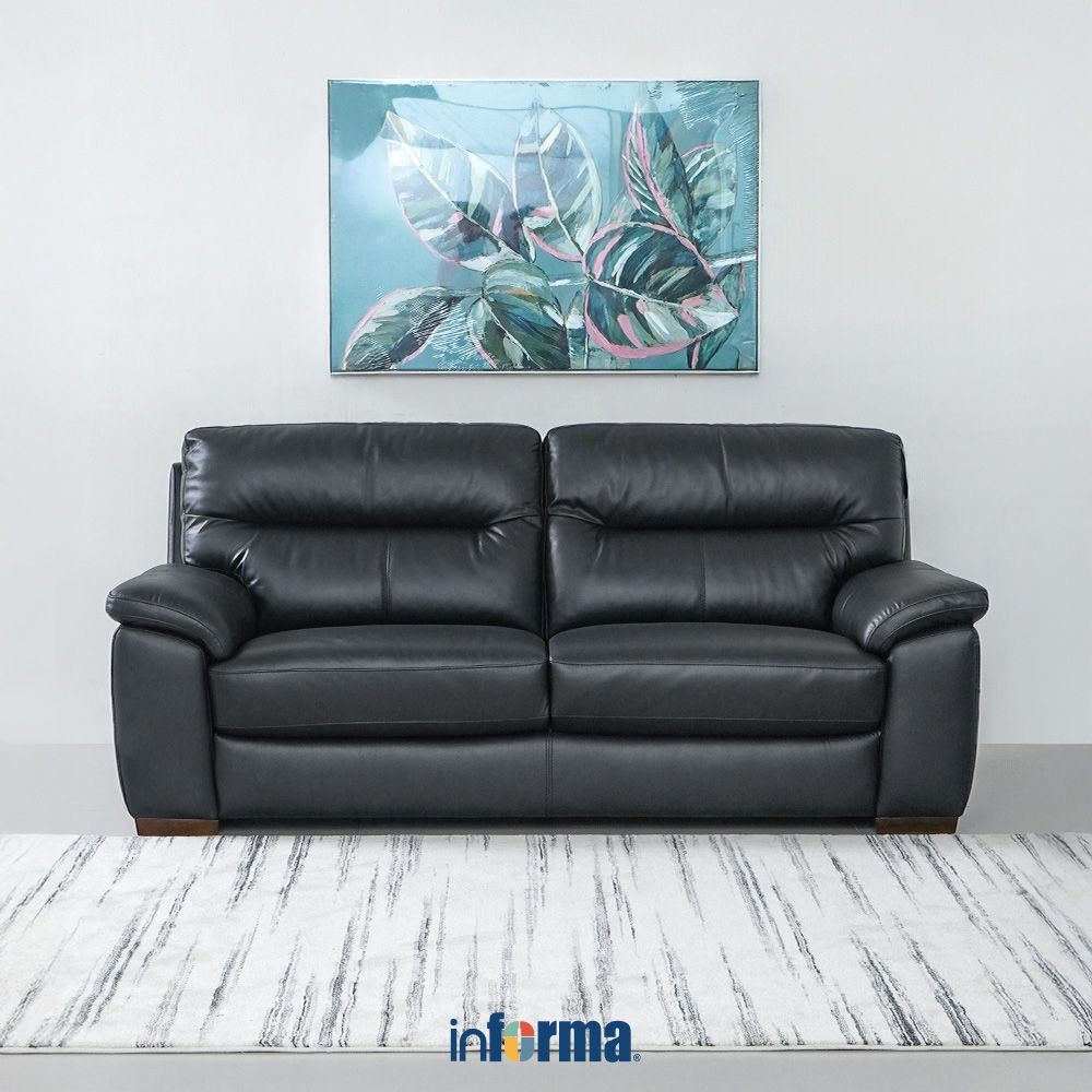 Jual Informa Ferrara Fabian Sofa Kulit 3 Seater - Hitam Sofa Ruang Tamu ...