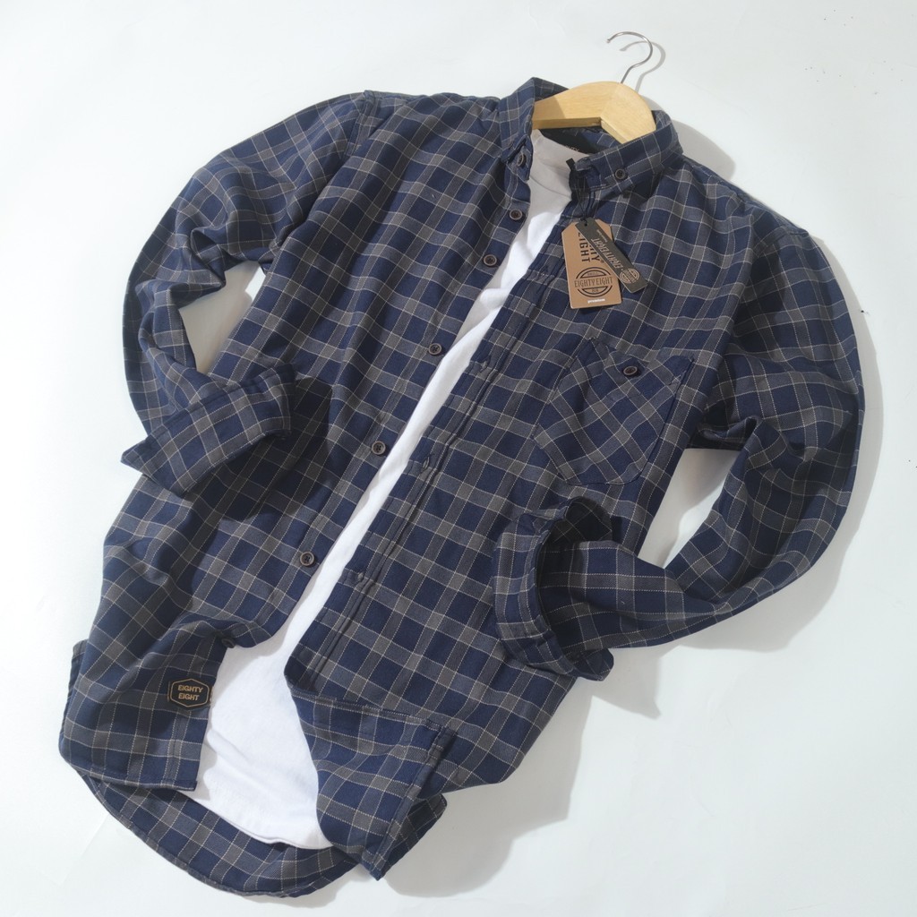 Jual Brill Eighty Eight - Kemeja Flanel Panjang Premium Navy DAR 88 ...
