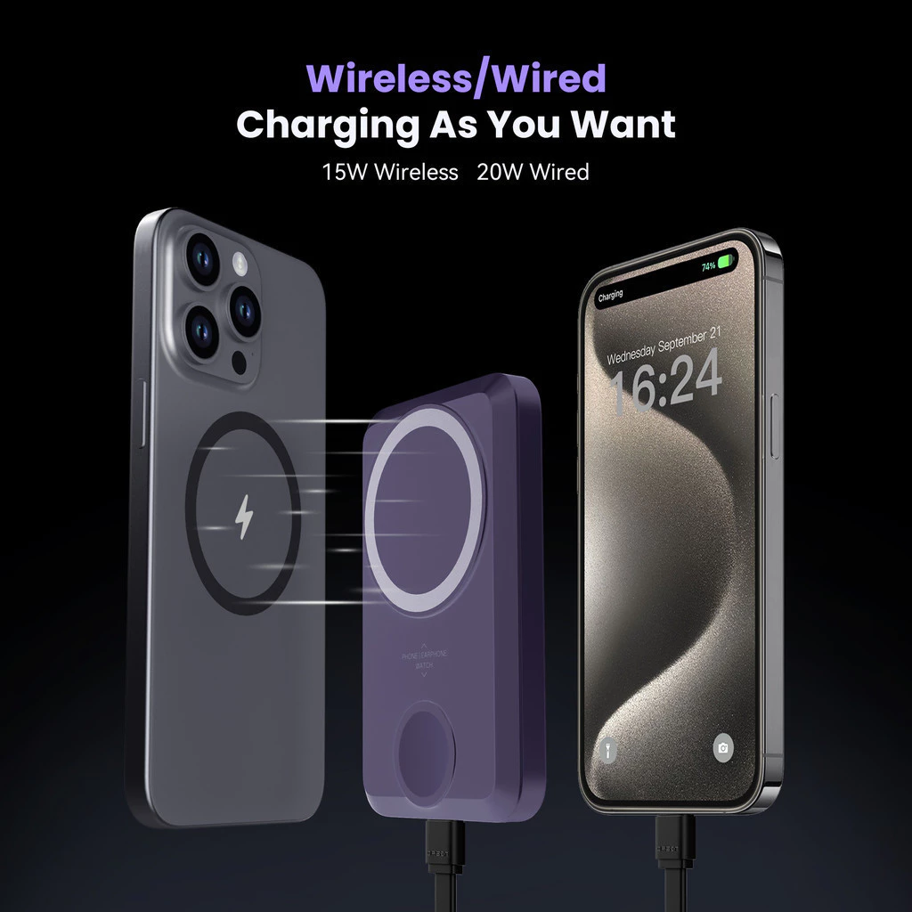 KiiP Wireless EW31 2in1 Power Bank Wireless Magnetic Powerbank Iwatch 10000 mAh Type C PD Fast Charging