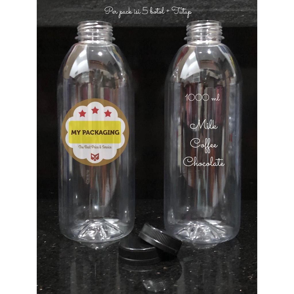 Jual 5 Pcs Botol Plastik KALE 1 liter - 1000ml TEBAL 45gr + Tutup ...