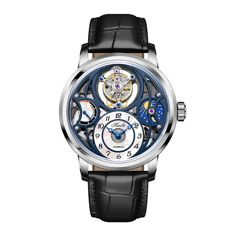 Haofa Manual Tourbillon Movement Watch for Men 12 O'clock Tourbillon  Moonphase Skeleton Sapphire Mechanical Wristwatches 1939