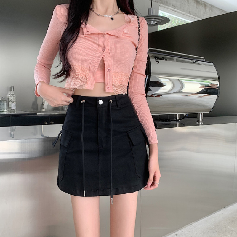 Jual YURUMA Oversize S-6XL Renda Korea Up Highwaist Cargo Denim Rok ...