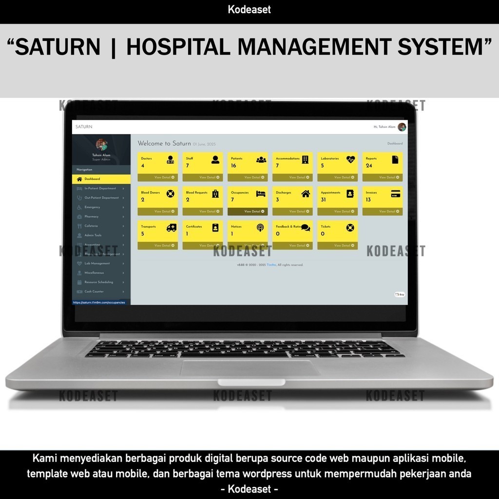 Jual SOURCE CODE APLIKASI WEB SATURN | HOSPITAL MANAGEMENT SYSTEM D457 ...