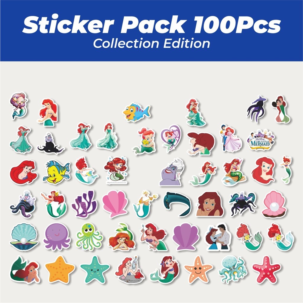 Jual Hot Stiker Kartun Disney The Little Mermaid Ariel Lucu Anti Air ...