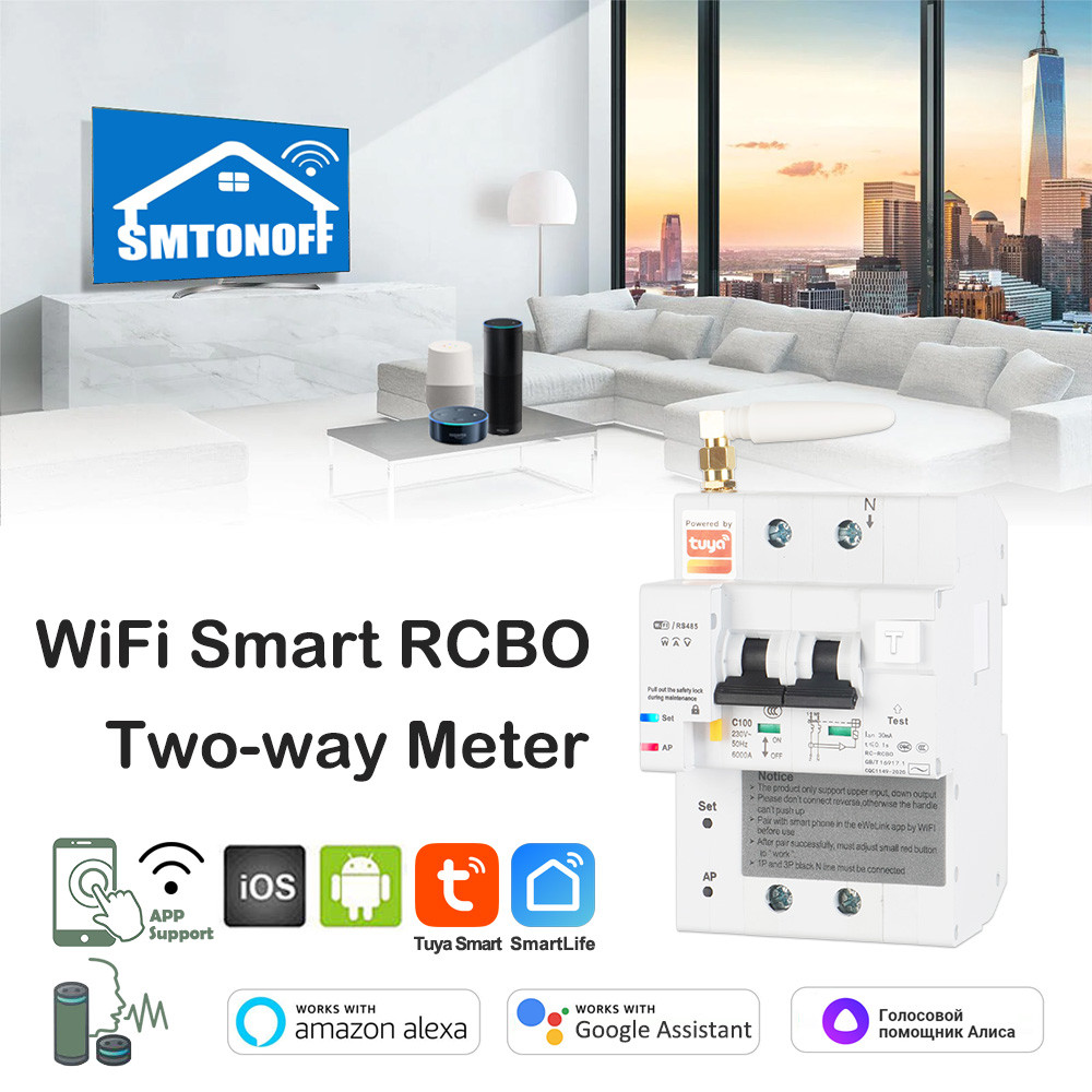 Jual Tuya WiFi smart RCBO 2P 100A single phase prepaid meter Bi ...