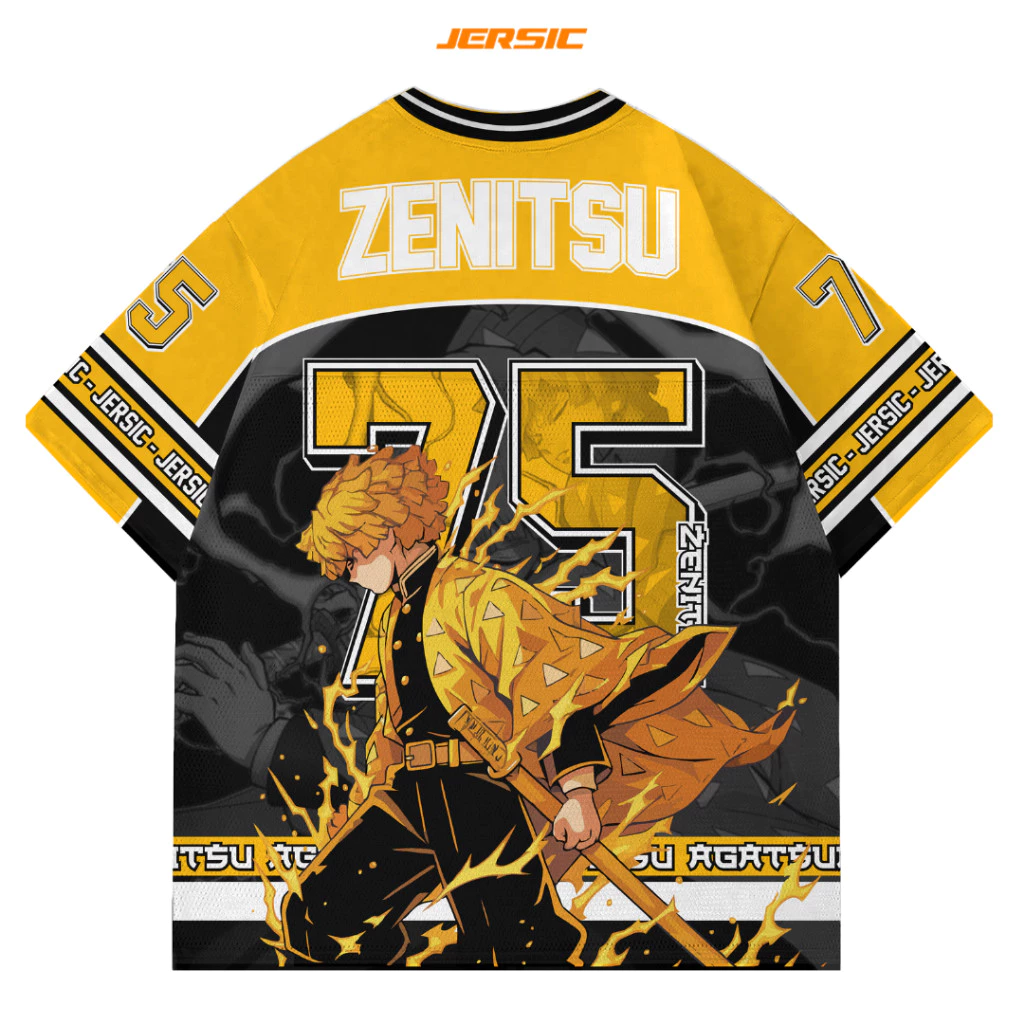 Jersey Anime Zenitsu Kimetsu no Yaiba untuk Penggemar Demon Slayer - Dapatkan Sekarang!