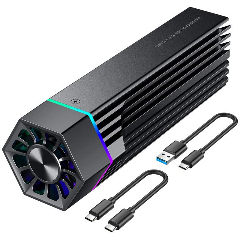 Jual M2 Case with Cooling Fan RGB SSD Case Box M.2 NVMe Enclosure PCI-E ...