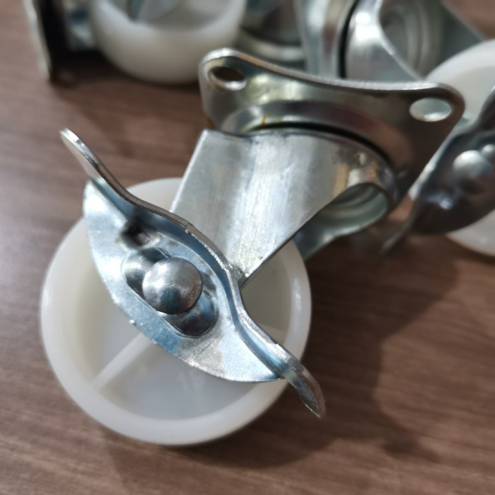 Jual Roda 2 inch rem isi 4 pcs nylon putih dengan rem roda nilon hidup ...