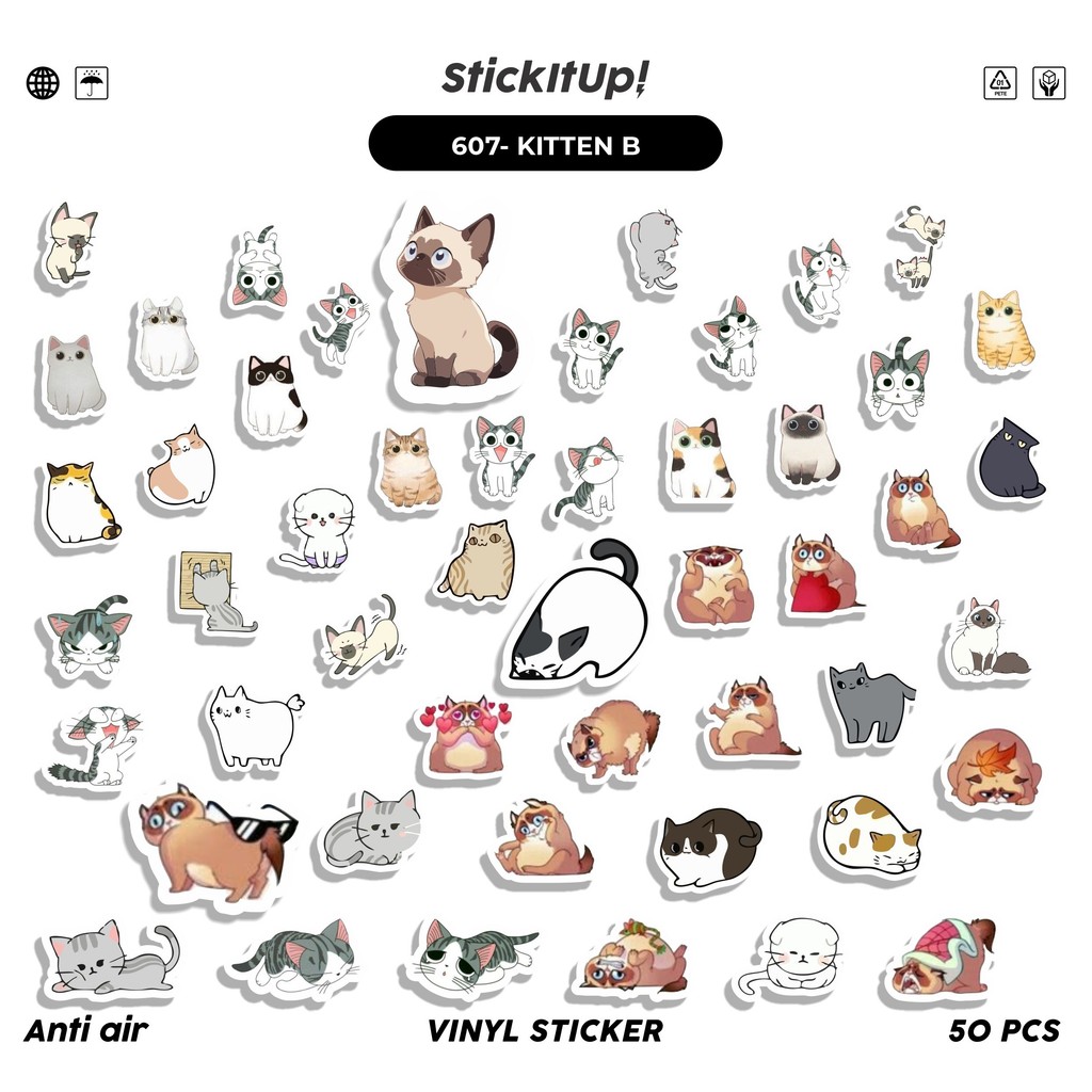 Jual COD 100 Pcs Stiker Pack Kucing Kitten Lucu Aesthetic Vynil ...