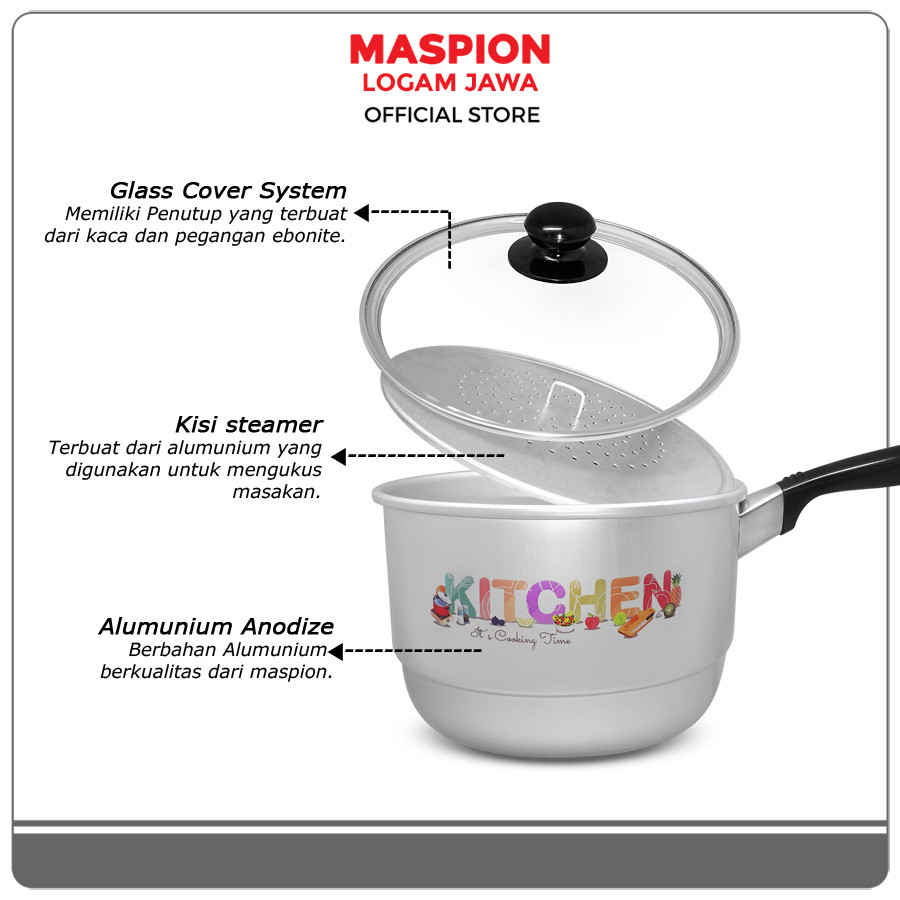 Jual Maspion Panci Alumunium Cooking Steamer 20 cm Tutup Kaca | Shopee ...