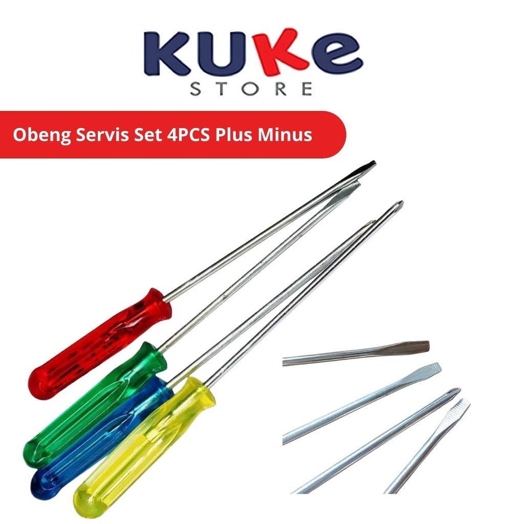 Jual Obeng Set 4Pcs Screwdriver Tools Plus Min 4mm 5mm + - Multifungsi ...