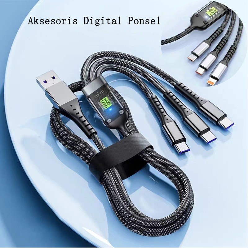 Jual Charger Kabel Data 3in1 Fast Super Charging 100W USB Micro, Type C ...