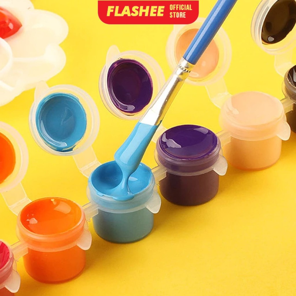 Jual Flashee 1 Set Cat Lukis Akrilik Mini Ukuran 3 ml 12 Warna Cat ...