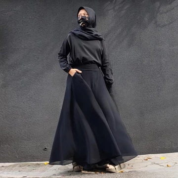 Celana Kulot Panjang Payung Lebar Wanita Muslimah Polos Palazzo Sifon Chiffon Ceruty Pants