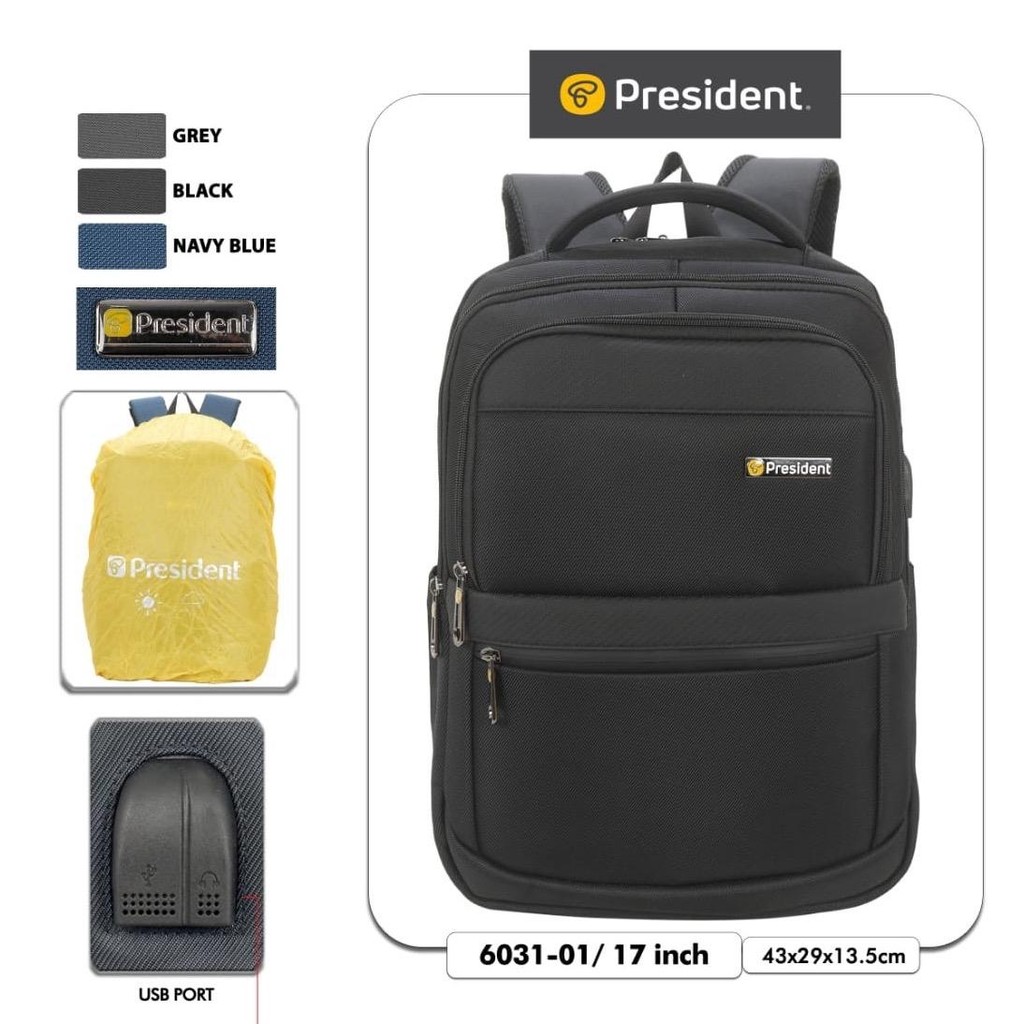 Jual PRESIDENT Ransel Backpack Laptop Pria Wanita Tas Punggung Laptop ...