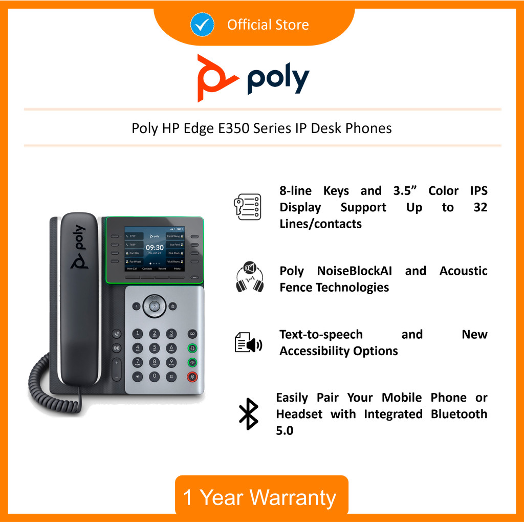Jual Poly HP Edge E350 2200-87010-025 IP Desk Phones | Shopee Indonesia