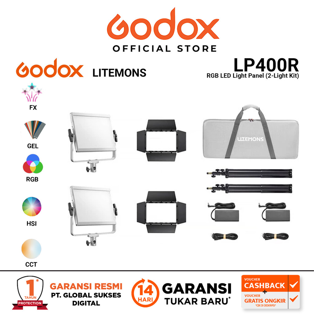 Godox Litemons LP400R LED Panel Licht - RGB, 36W - 1800K-10000K - CRI 96 - Für Foto, Video & Streaming