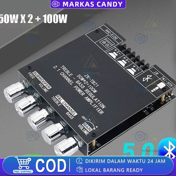 Jual ZKTB21 TPA3116D2 Bluetooth 5.0 Amplifier Board 50Wx2+100W