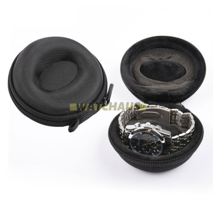 Jual TRAVEL CASE JAM TANGAN CUSHIONED ROUND WATCH SHOCKPROOF EVA POUCH ...