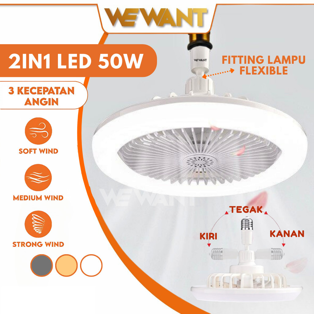 Jual WEWANT Kipas Lampu Remote 2in1 50 Watt E27 LED | Shopee Indonesia