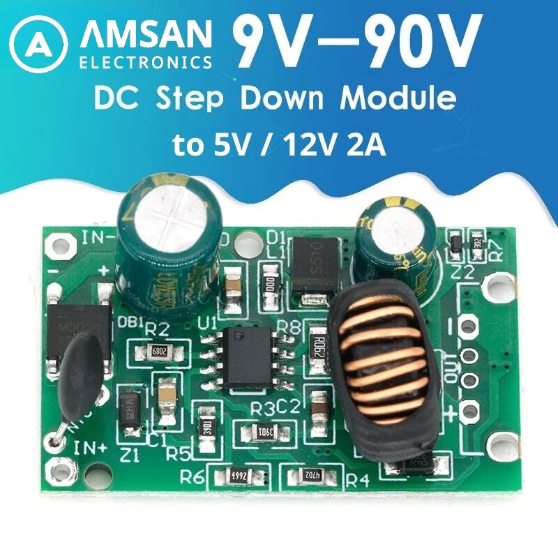 Jual DC 9V 12V 24V 36V 48V 72V 84V 90V to 5V 2A 12V 2A Step Down Module ...