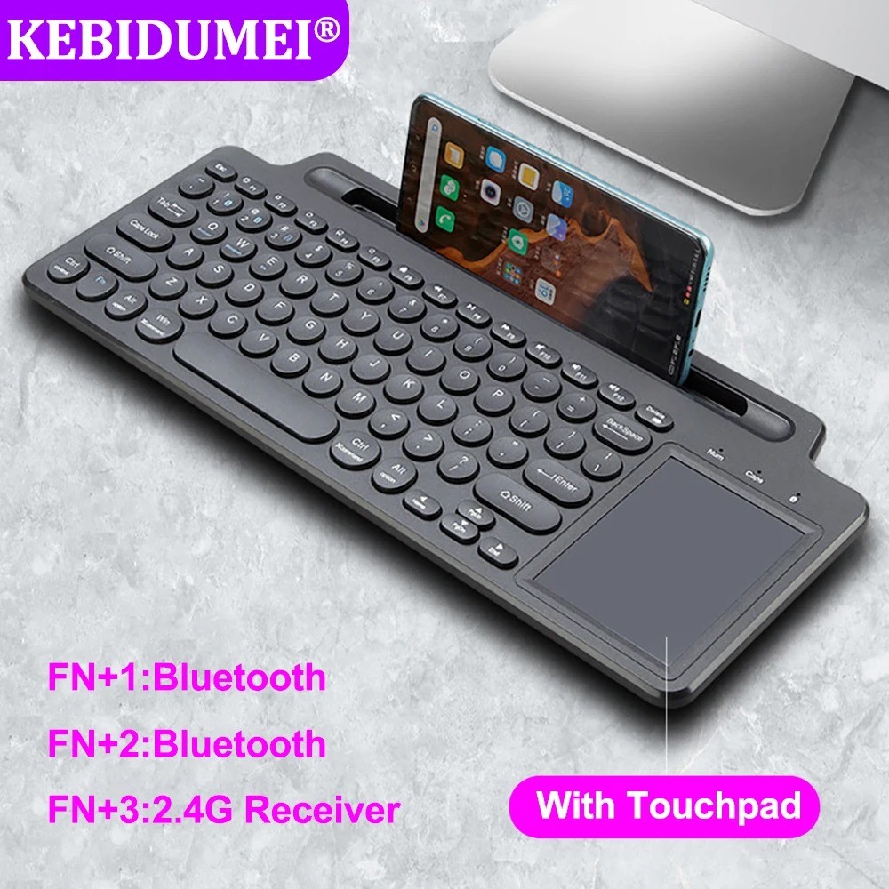 Jual Bluetooth Keyboard 2.4G Wireless Keyboard with Touchpad Card Slot ...