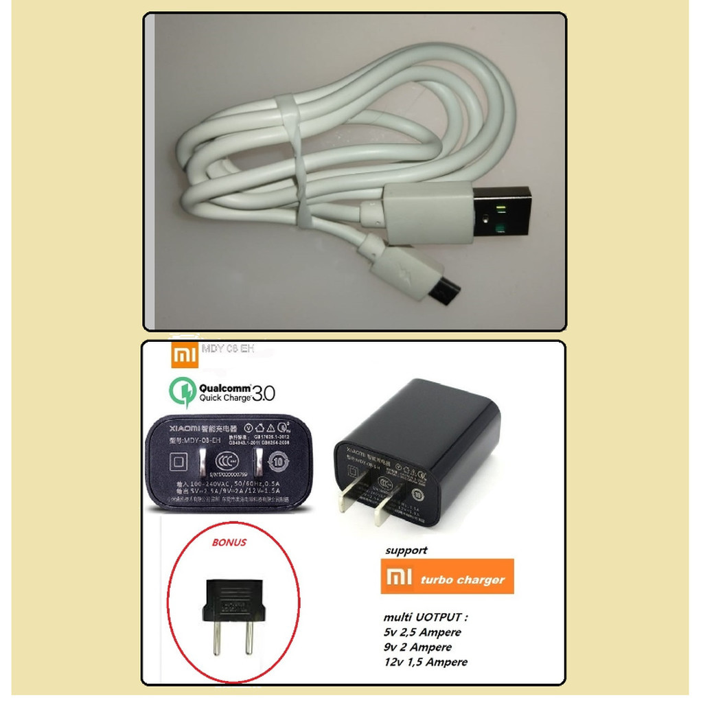 Jual Usb micro kabel & adaptor charger xiaomi redmi 4x - xiaomi note 4x ...