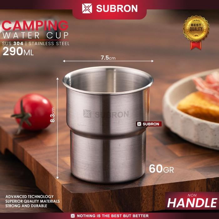 Jual SUBRON Gelas Mini Camping Dengan Pegangan 290ml Stainless SUS 304 ...