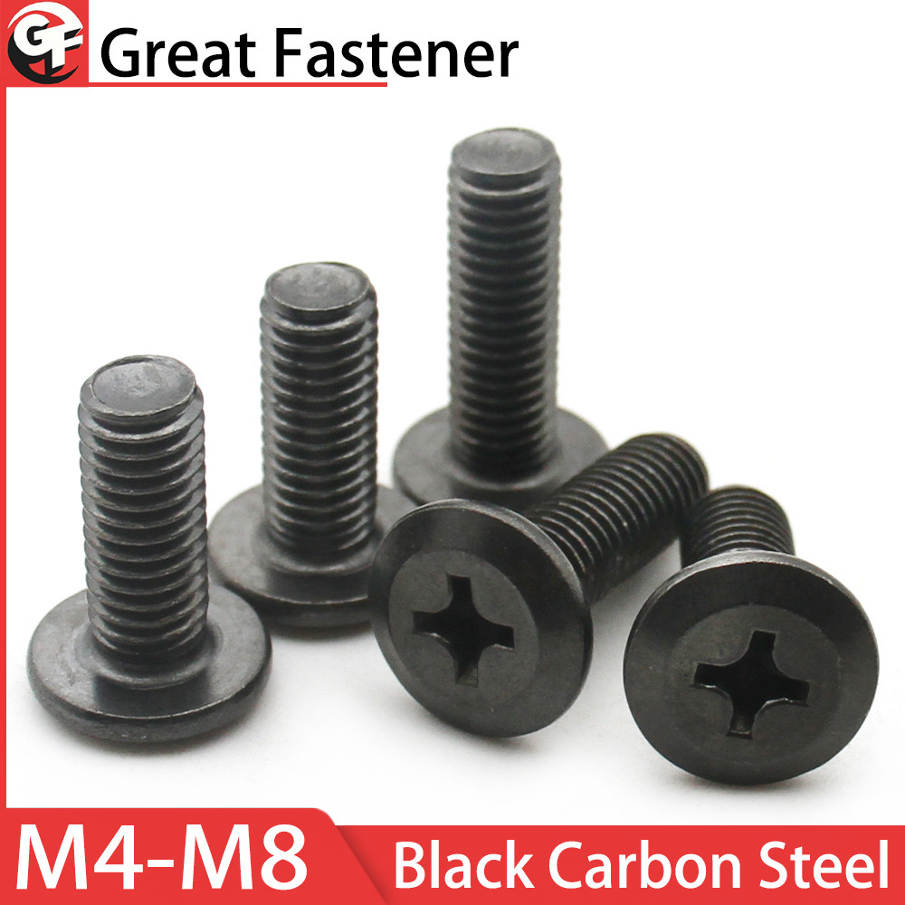 Jual 5-50pcs M4 M5 M6 M8 Carbon Steel Black Flat Head Furniture ...