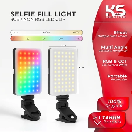 Lampu Selfie Portable RGB LED Full Color Multi Modes / Lampu Mini Jepit Handphone Kamera Laptop