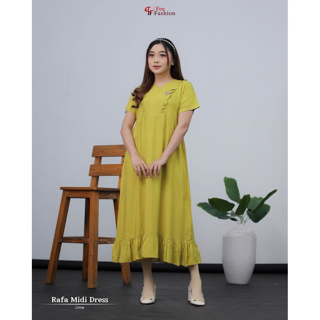 Jual RAFA MIDI DRESS FEE FASHION DASTER LONG POLOS Shopee Indonesia