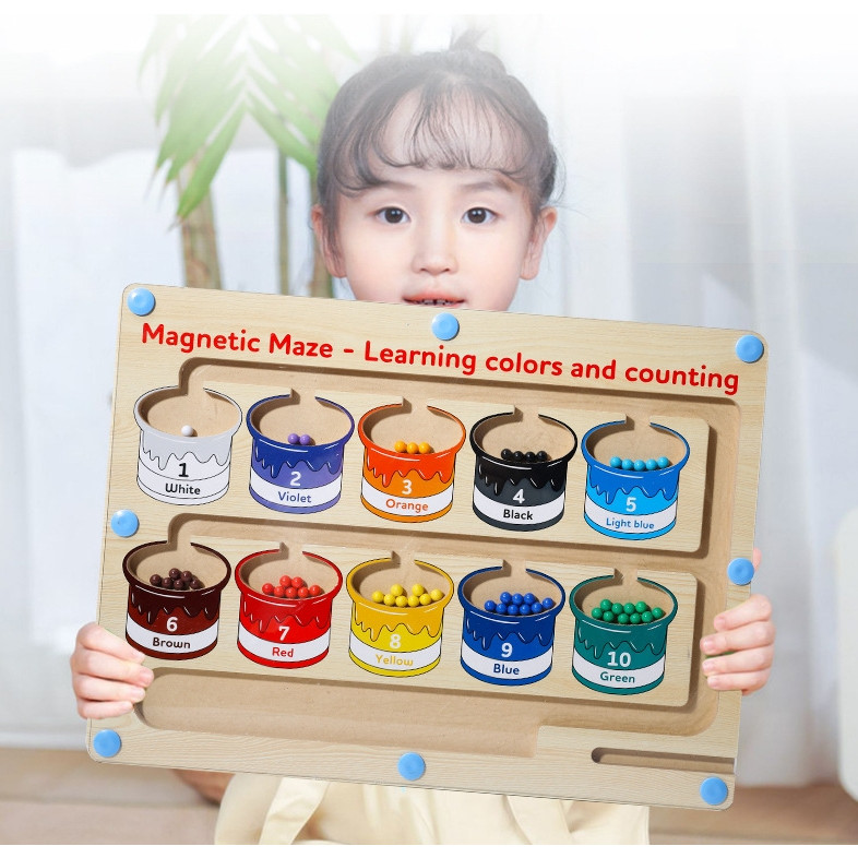 Jual Mainan Sorting Warna Magnet Kayu / klasifikasi Warna Maze ...