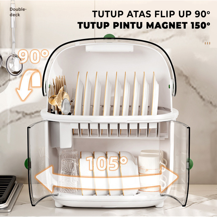 Jual Rak Piring 2 Tingkat Dengan Tutup Dish Drying Rack Rak Piring ...