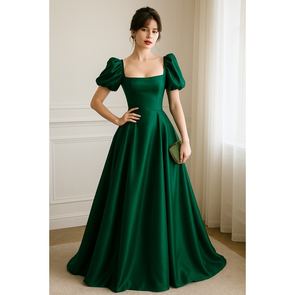 Jual TS031 DIANSA | Maxi Dress Satin Korean Style Dress Natal Kekinian ...