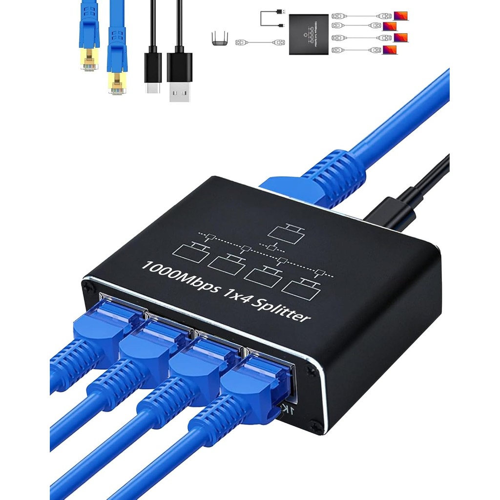 Jual 1000Mbps Ethernet Splitter 1 to 2/3/4 Network Extension RJ45 LAN ...