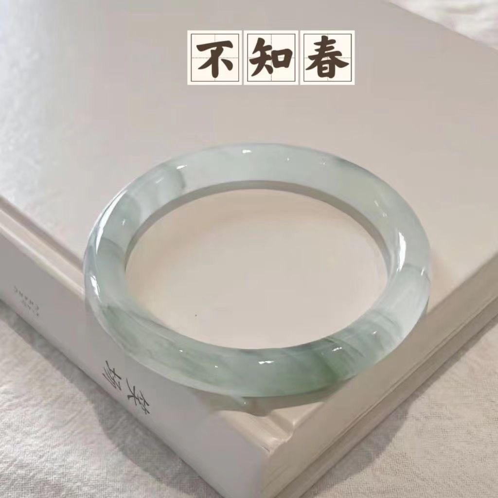 Jual Gelang Tianshan Cui strip tebal gelang kaca strip es putih cahaya ...