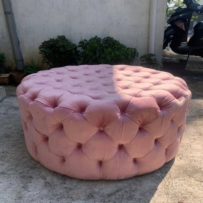 Jual Puff Stool Bulat Kancing - V20 Grace Bench Ottoman Rangka Kayu ...