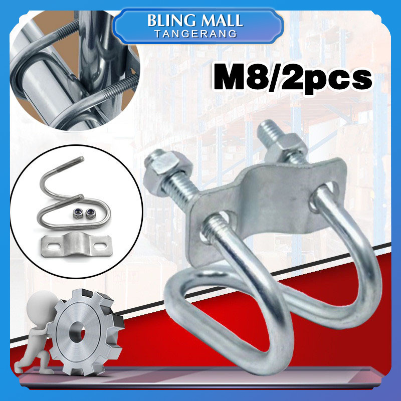 Jual 2PCS Klem U Besi Cross Clamp M8 Penjepit Pipa Besi Bahan Baja ...