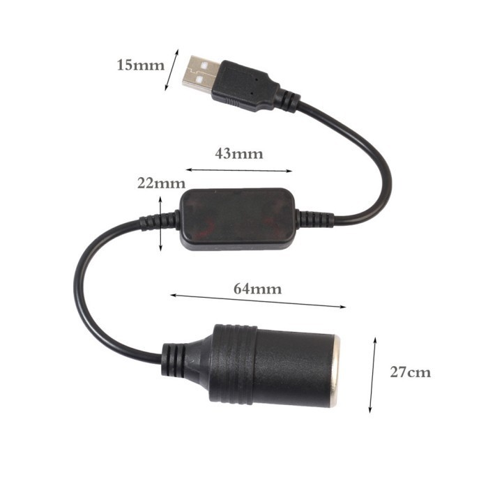 Jual Soket Converter USB Pemantik Rokok 5V ke 12V Mobil Lighter Api ...