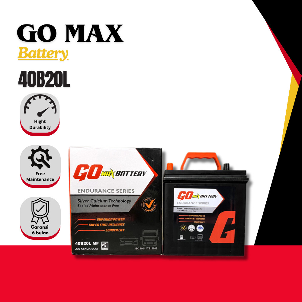 GO MAX Battery Aki Mobil Toyota Agya 40B20L / NS40ZL - 40Ah Aki Kering