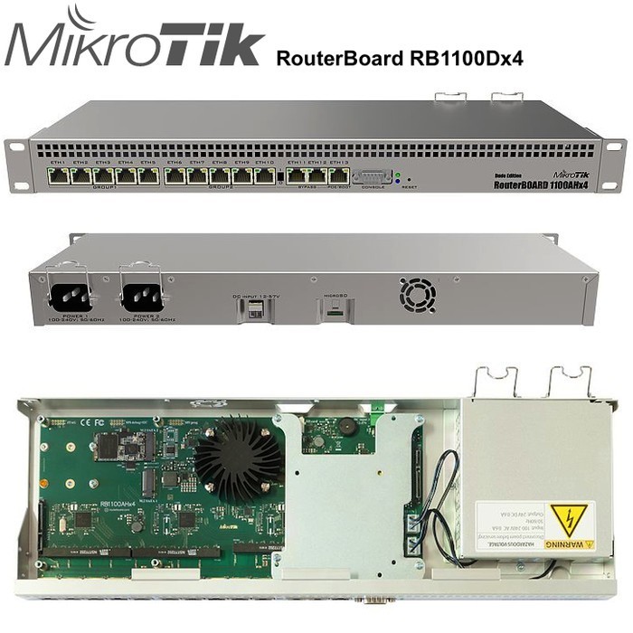 Router MikroTik RB1100Dx4 Dude Edition – 13 Porte Gigabit Ethernet, Rack Mountable, Nuovo