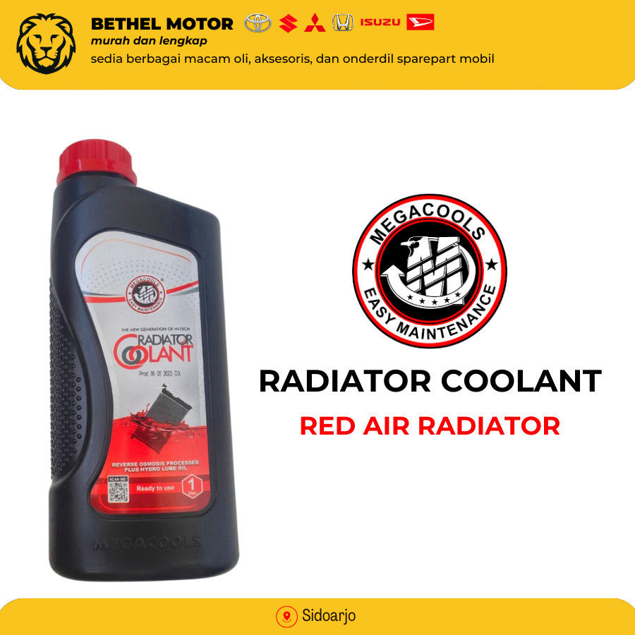 Jual AIR RADIATOR COOLANT MEGACOOL MERAH 1 LITER MEGACOOLS / MEGA COOL ...